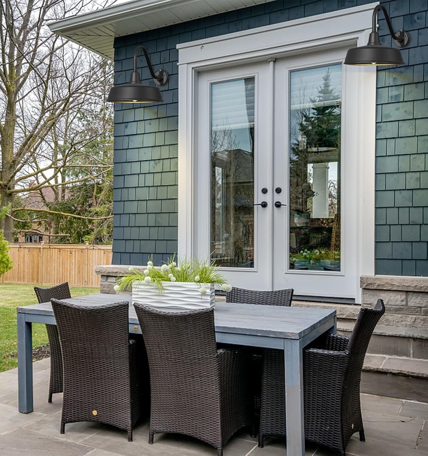 Durable 15" Waterproof Gooseneck Barn Light with Remote and Touch Control