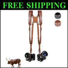Load image into Gallery viewer, Comfort &amp; Safety: Adjustable Dual Camera Harness for Pro Photographers, Brown