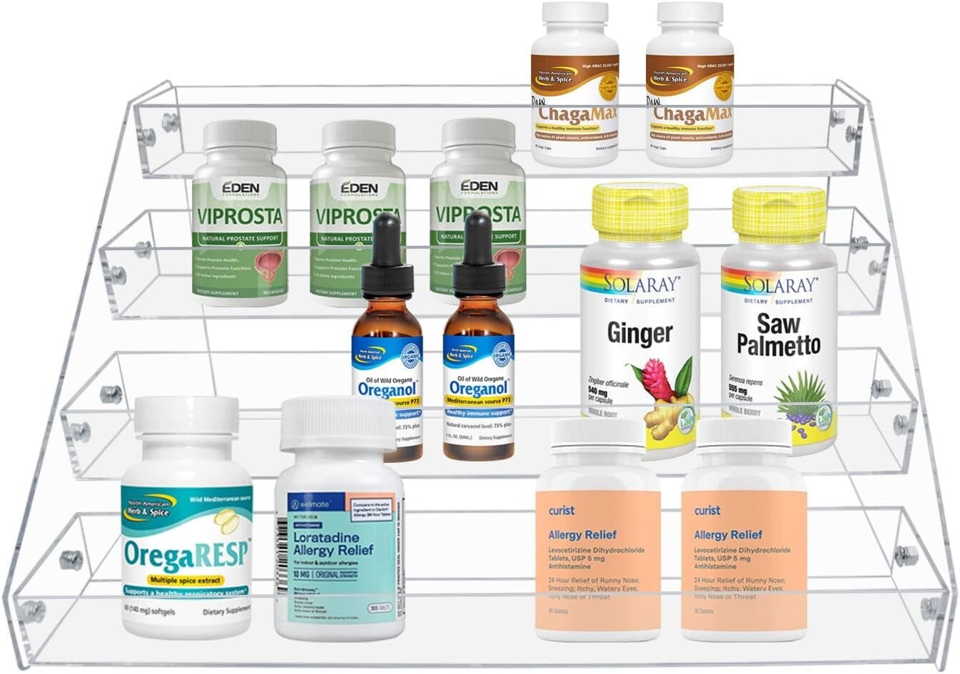 4-Tier Acrylic Spice Organizer - Secure and Stylish Kitchen Storage Solution