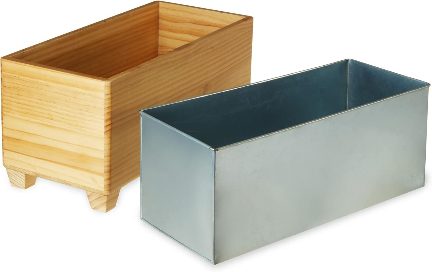 Elegant Pine Wood Wine Bucket with Galvanized Tub – Holds 4 Bottles, 5.4 Gal