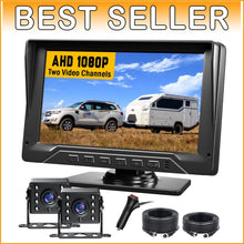 Load image into Gallery viewer, IP69 Waterproof 2-Channel Backup Camera with 7-Inch HD Display &amp; Wide Angle Lens