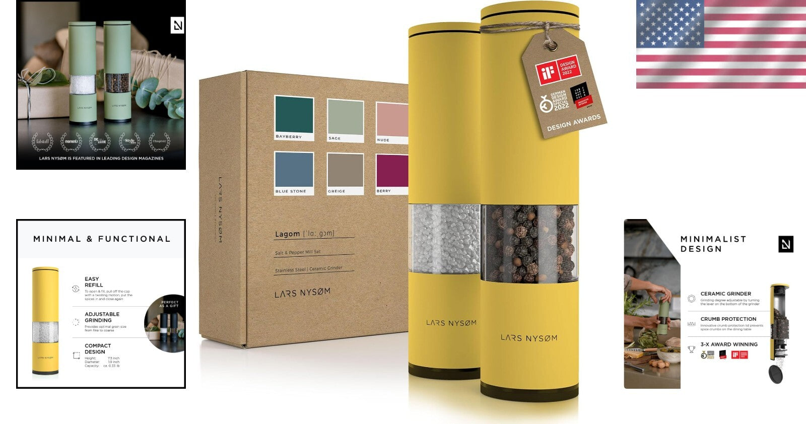 Compact Adjustable Spice Mill Set for Home & Restaurant Use - Manual Operation