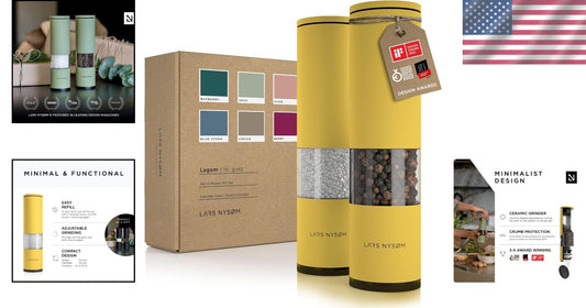 Compact Adjustable Spice Mill Set for Home & Restaurant Use - Manual Operation