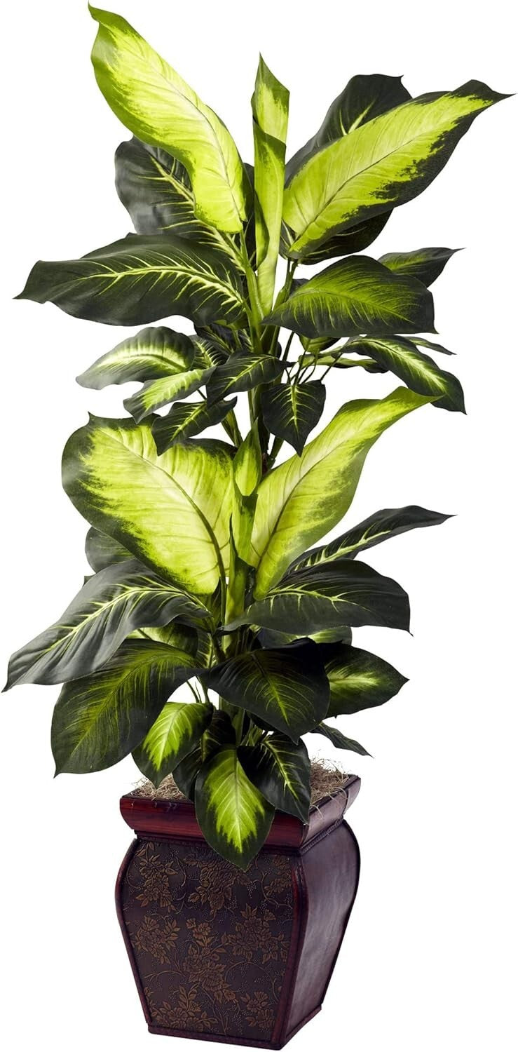 Lifelike 45” Golden Dieffenbachia in Elegant Planter - Maintenance-Free Greenery