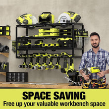 Load image into Gallery viewer, 32-Inch Heavy-Duty Power Tool Organizer with 4 Layers for Efficient Garage Use