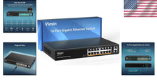 Load image into Gallery viewer, High-Speed 16-Port Ethernet Switch with 1000Mbps Uplinks &amp; Lightning Protection