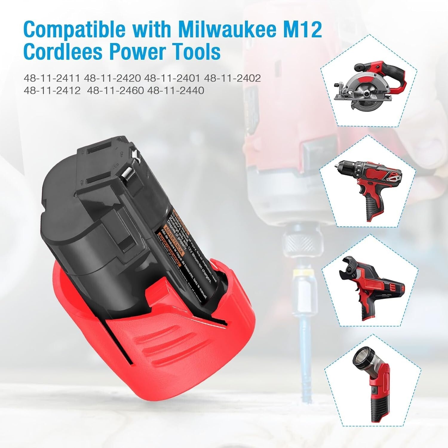 Rechargeable 4-Pack M12 Batteries – Intelligent Protection & No Memory Effect