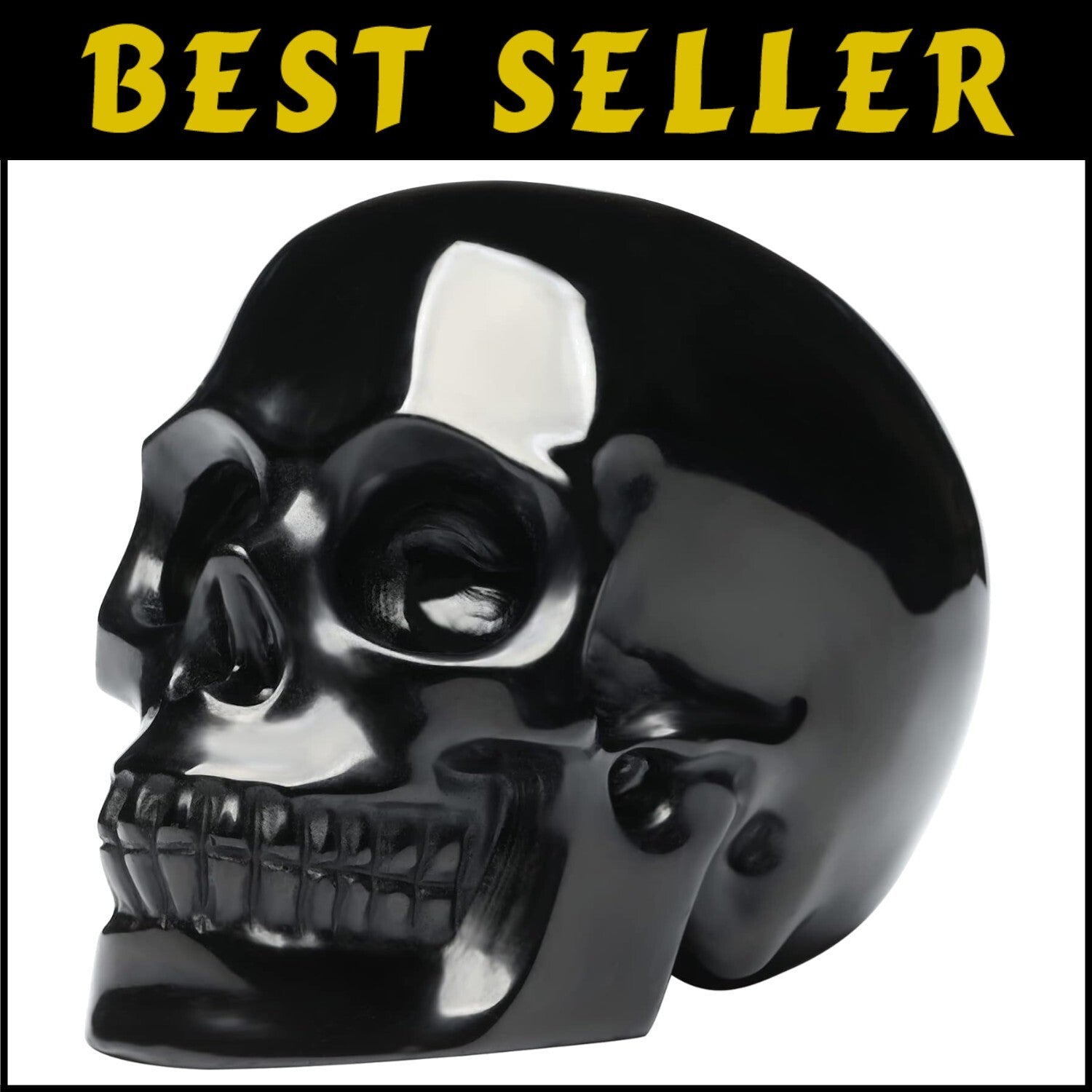 Gorgeous 5'' Black Obsidian Skull - Perfect for Halloween & Year-Round Décor