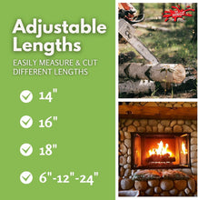 Load image into Gallery viewer, Precision Firewood Cutting Tool with 14", 16" &amp; 18" Adjustable Marking Wheels