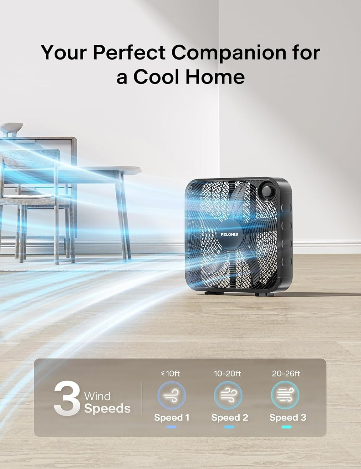 20 Inch Box Fan - Lightweight Portable Floor Fan with High Airflow 2295 CFM