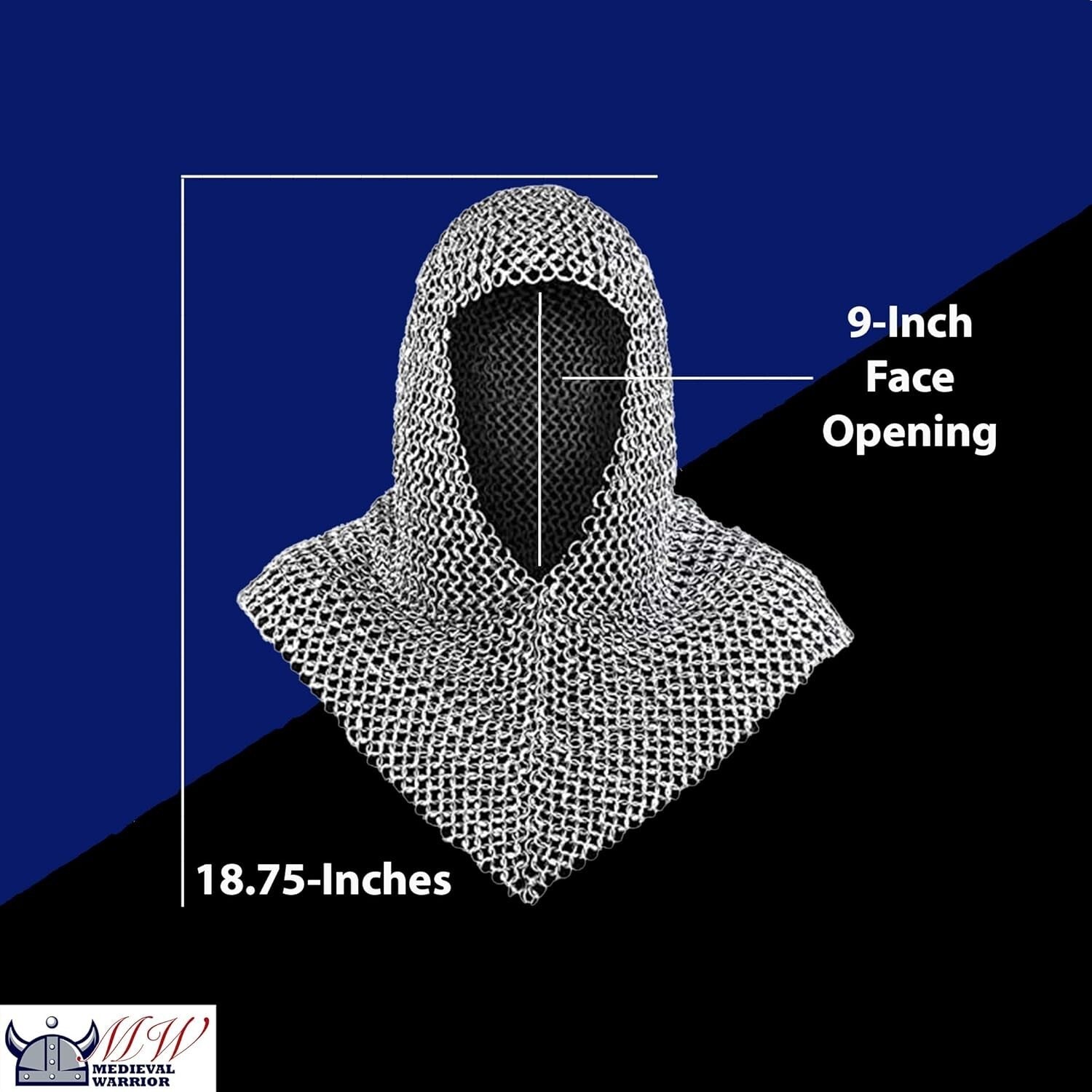 Durable 4-Pound Chainmail Coif Armor - Medieval Neck Protection in 18.75 Inches