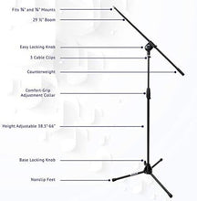 Load image into Gallery viewer, Durable Foldable Microphone Stand Boom Arm with Height Adjustment 38.5"-66"