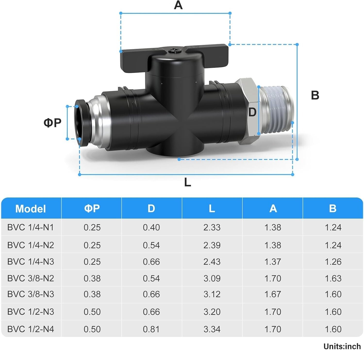 Efficient Air Flow Control Valves - 1/4" OD x 3/8" NPT, Plastic and Copper