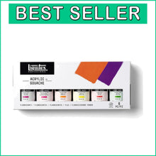 Load image into Gallery viewer, Intense Fluorescent Acrylic Gouache Paint Set, 6 x 2oz for Digital Illustrations
