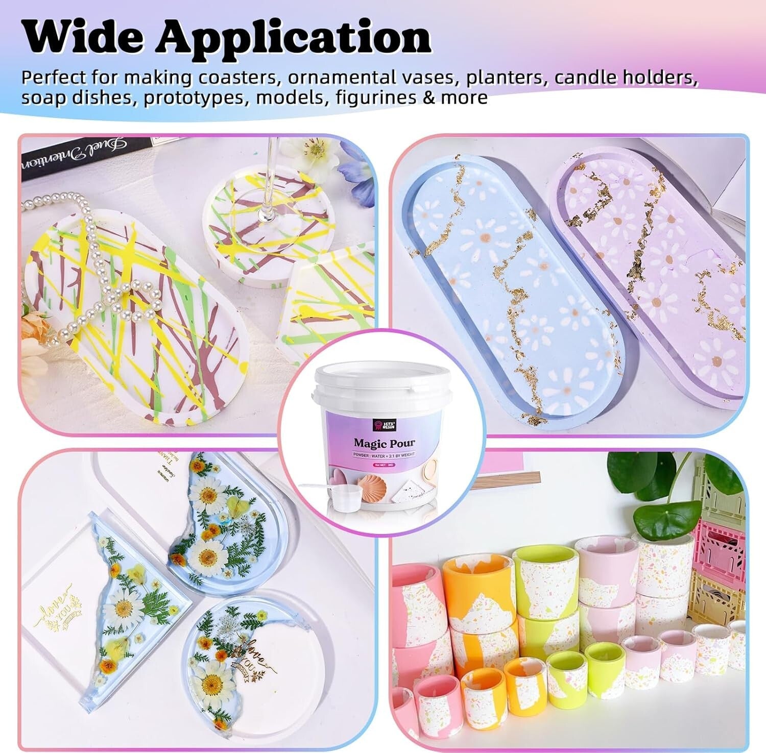 Fast-Curing 3000g Casting Resin Kit for Beginners, Easy Mixing & Demolding