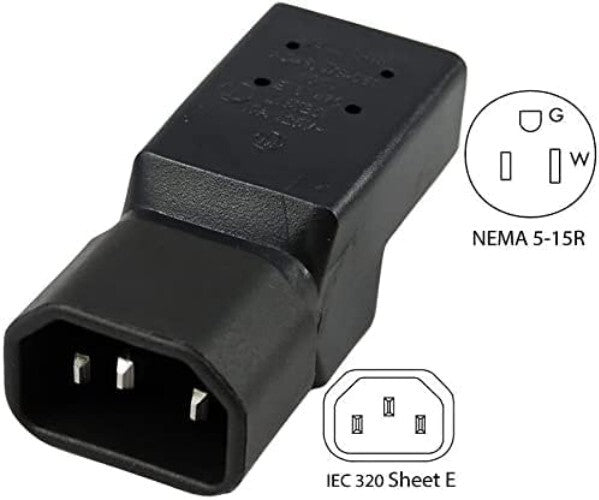 Bulk 10-Pack C14 Male to NEMA 5-15R Extension Plugs for Ultimate Connectivity