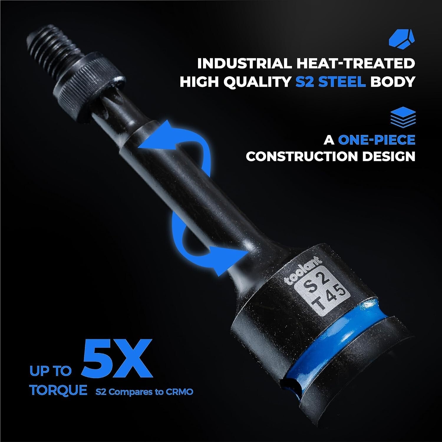 Impact-Resistant Torx Bit Socket Set - 8 Pieces T30-T70 with High Strength Steel