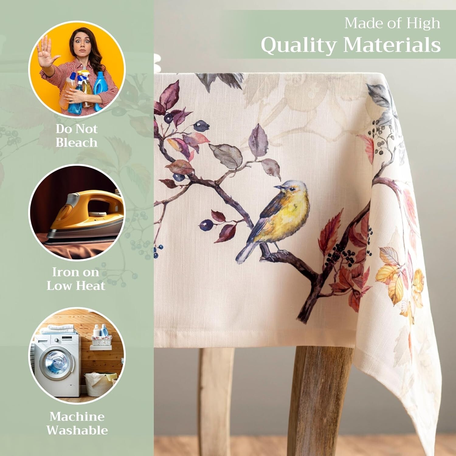 Handcrafted European Style Cotton Tablecloth - 120" x 60" for Ultimate Elegance