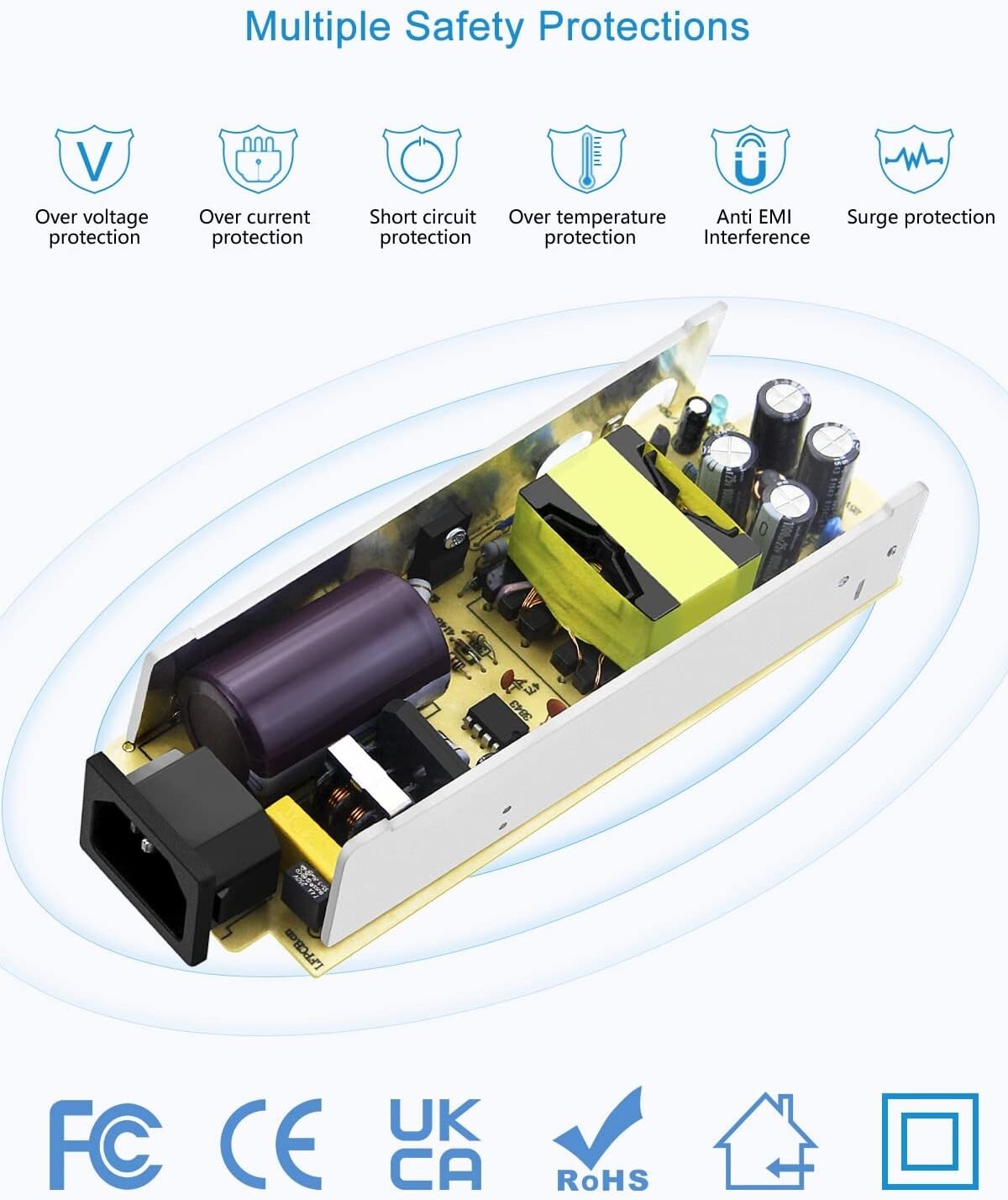 2-Pack 12V 10A Power Source - Ideal for LED Luminaries & Monitors, 120W Output
