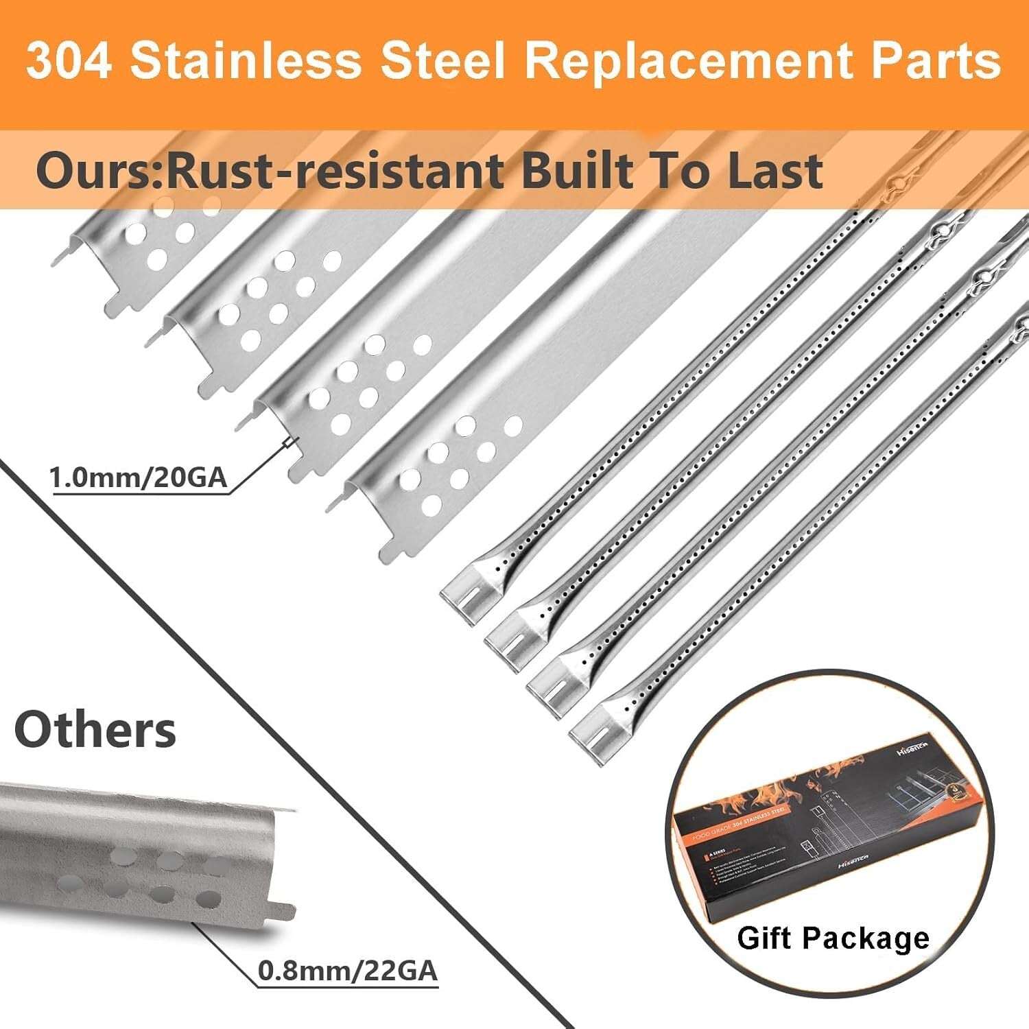 304 Stainless Steel Replacement Parts for Charbroil Performance Grills - 4-Pack