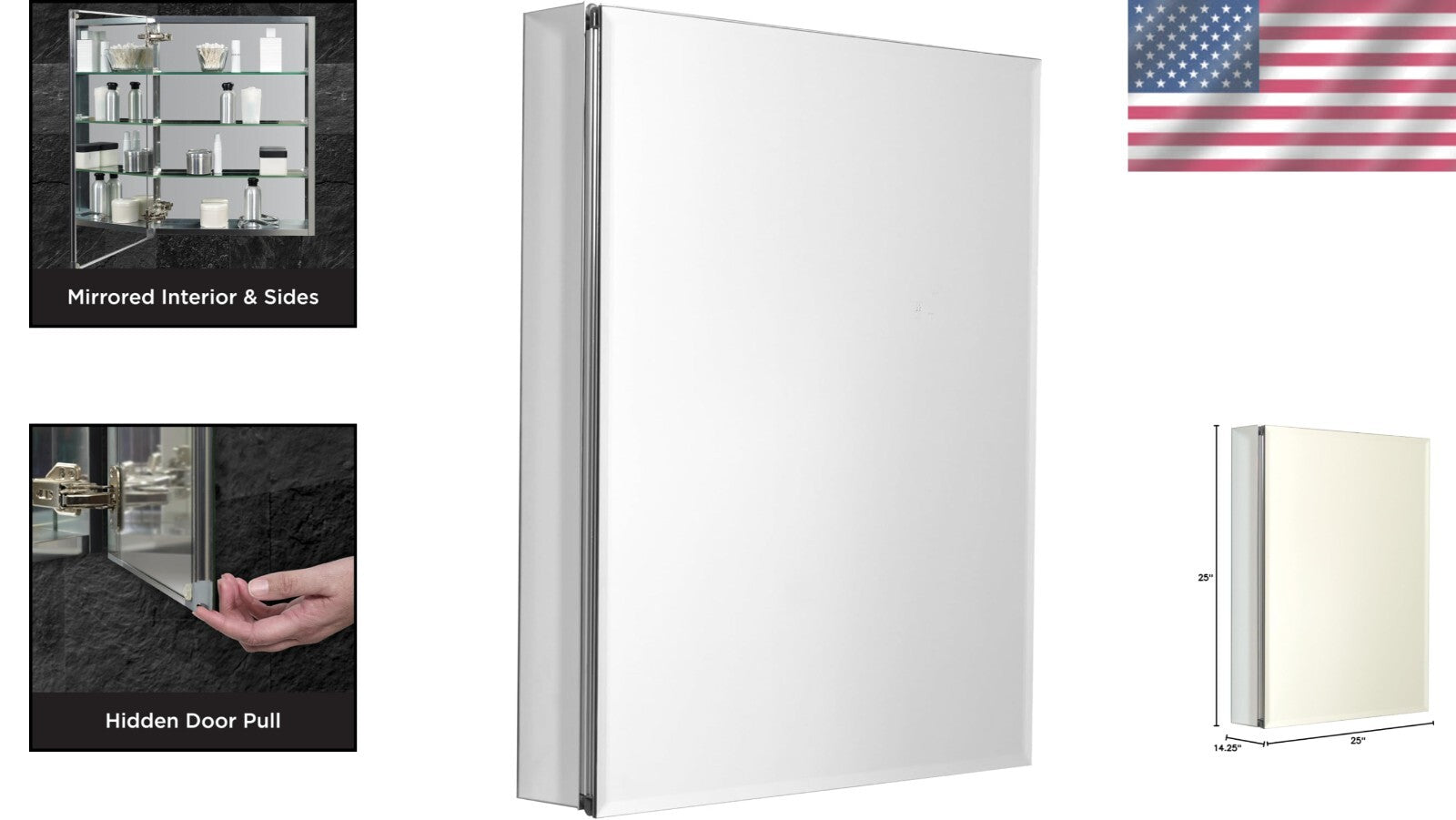 Elegant 20" x 26" Aluminum Medicine Cabinet with Soft Close Door & Mirror Finish