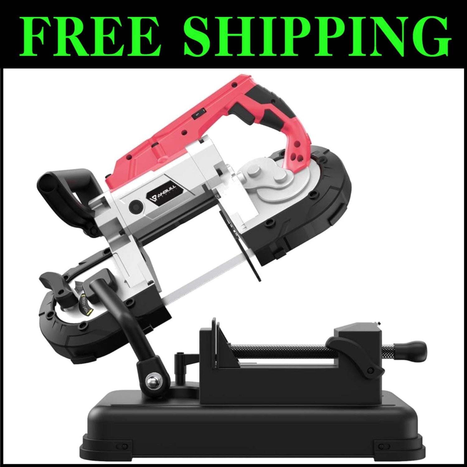 Cut with Precision: Upgraded Portable Band Saw with LED Spotlight & Alloy Base