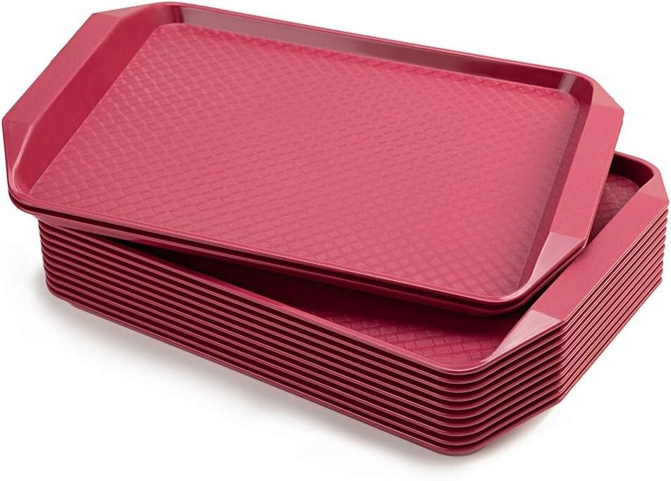 16.95" x 11.82" Modern Plastic Fast Food Trays - Set of 12 for Versatile Use