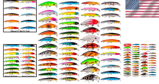 Gift-Ready 53pcs Fishing Lures Set - Realistic Baits for Freshwater & Saltwater