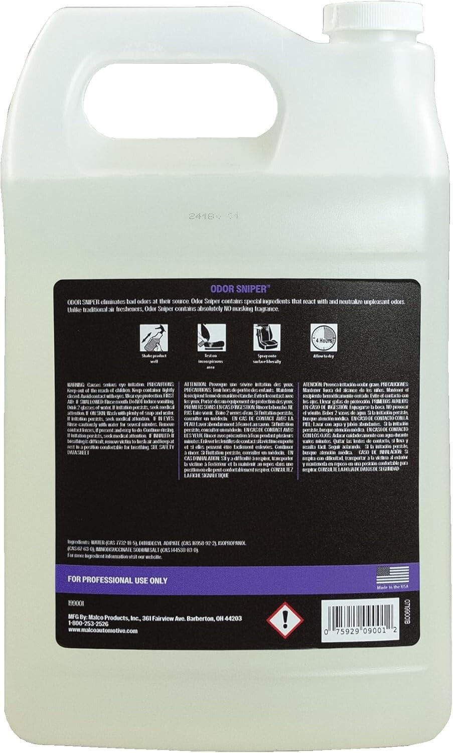 1-Gallon Odor Sniper - Powerful Odor Neutralizer for Cars, Fragrance Free