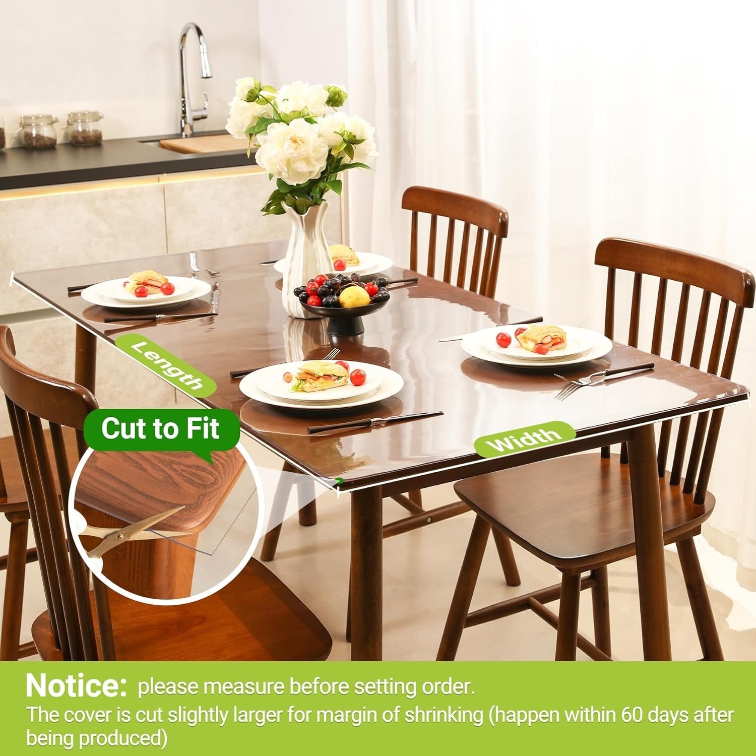 Customizable Rectangular Table Protector 42 x 100” - Easy Clean & Heavy Duty