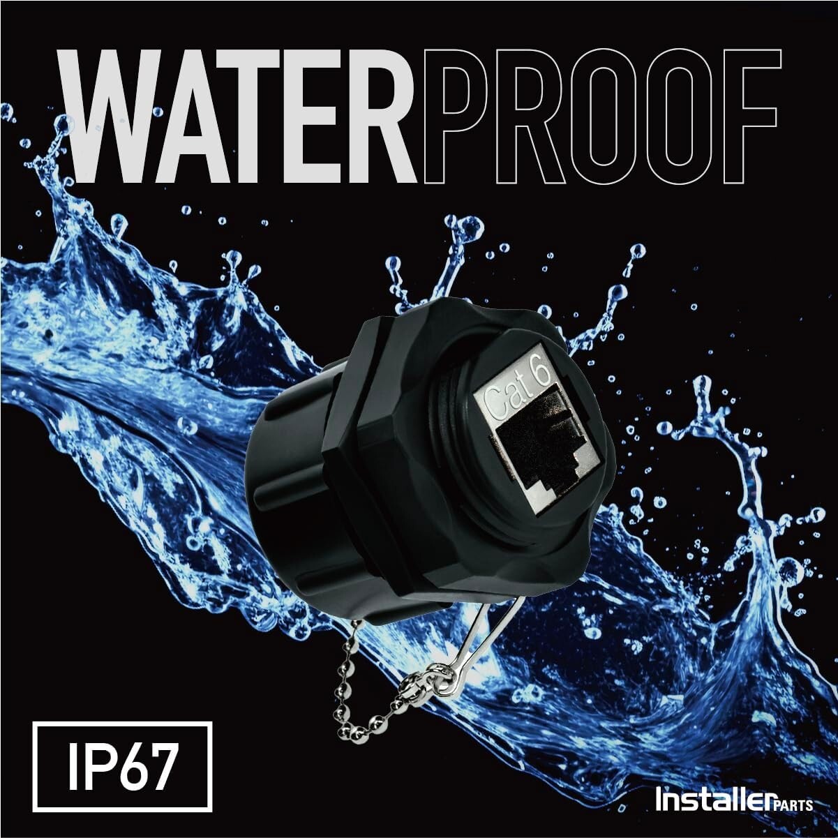 Durable RJ45 Cat6 Panel Mount Connector - Gold Plated, IP67 Waterproof Design