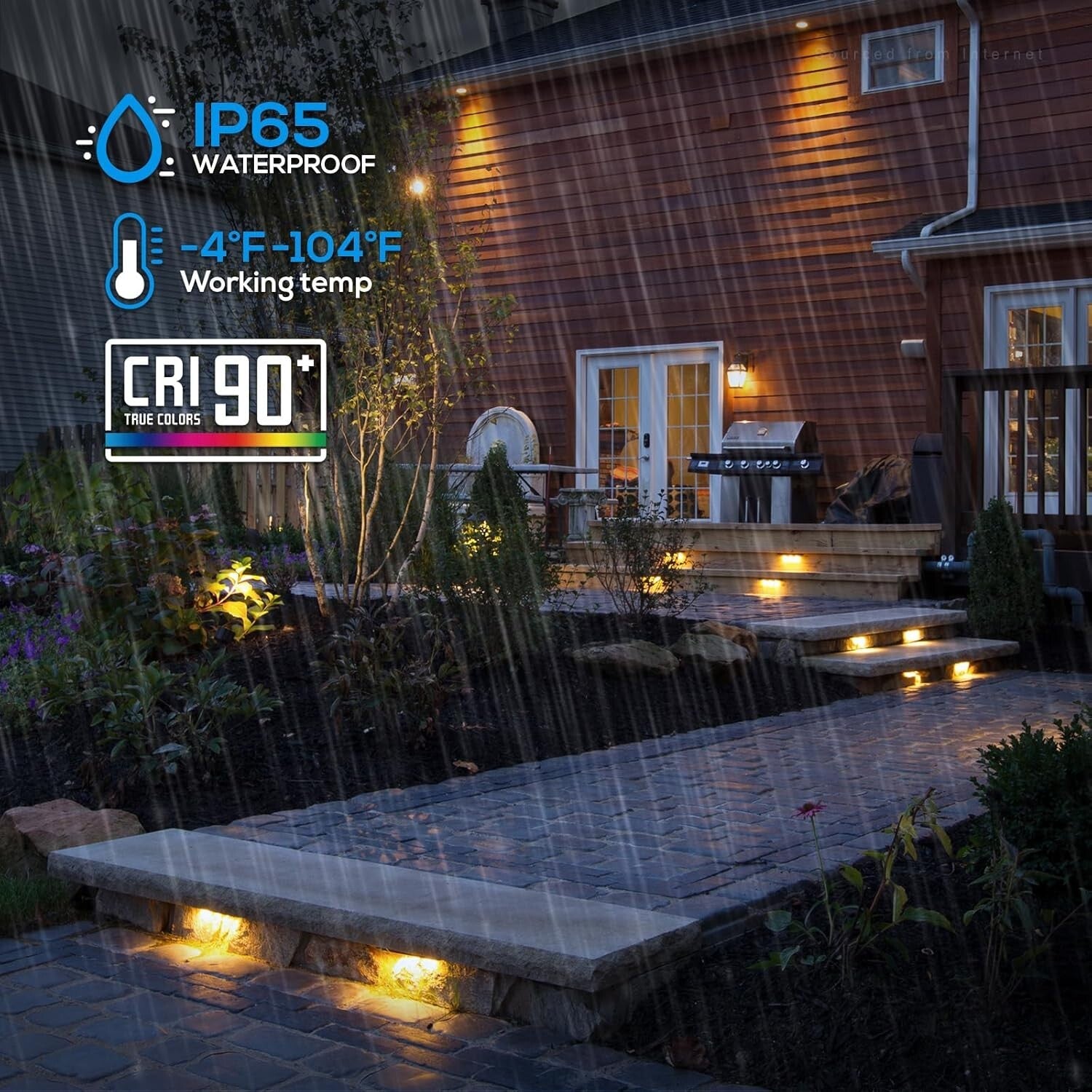 8-Pack 7-Inch Dimmable LED Hardscape Lighting - Soft White Outdoor Step Lights