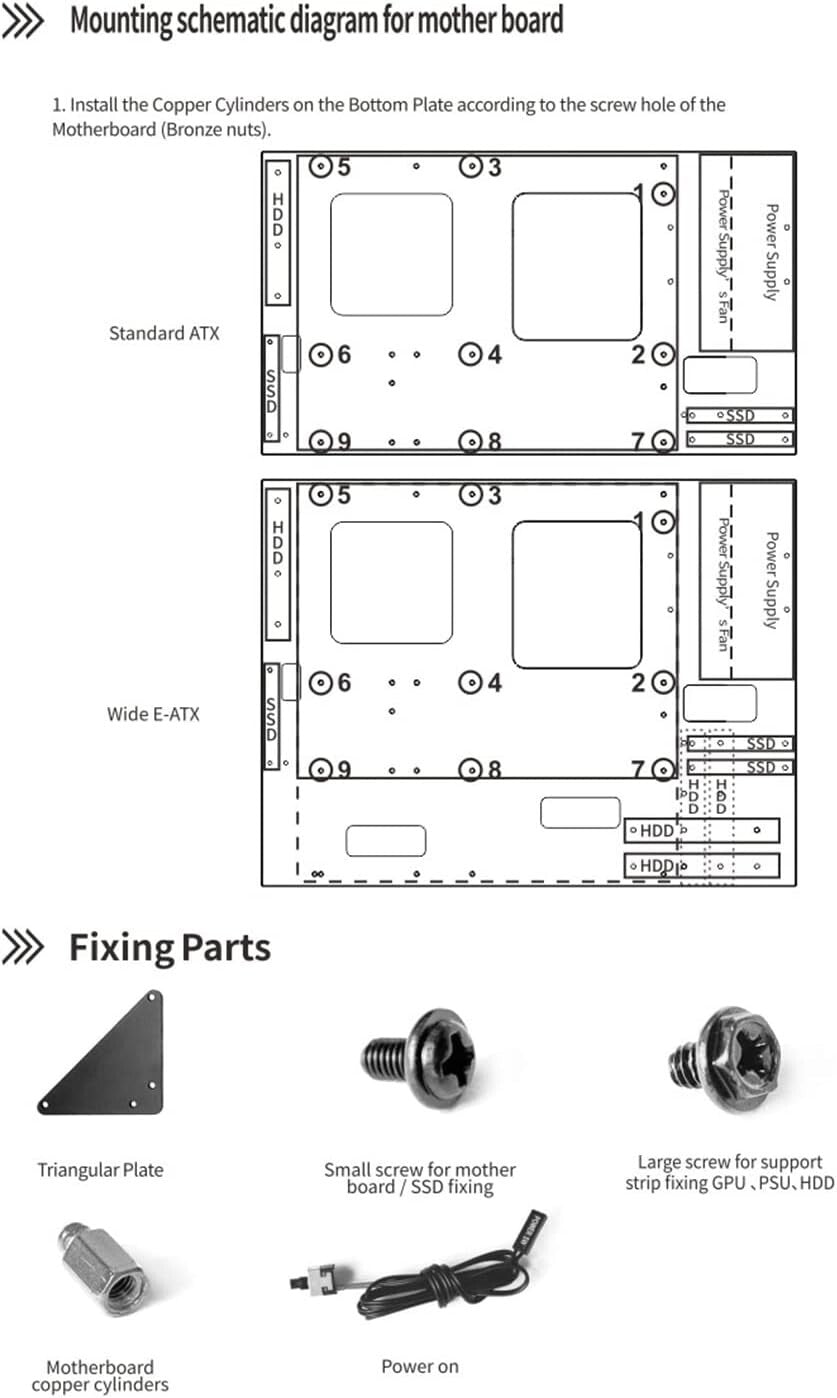 Black Metal Open Chassis PC Case with 7 Expansion Slots and USB Connectivity