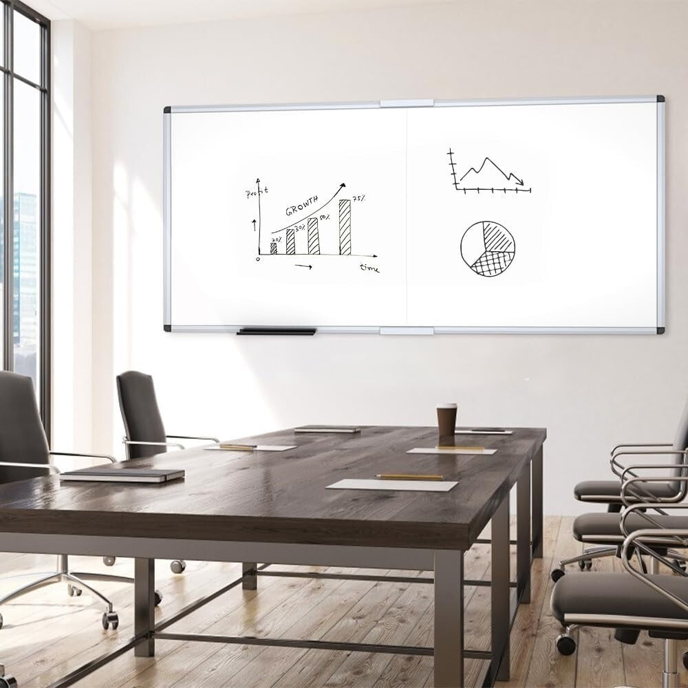 Elegant Magnetic Dry Erase Board 96" x 48" - Ideal for Presentation & Learning