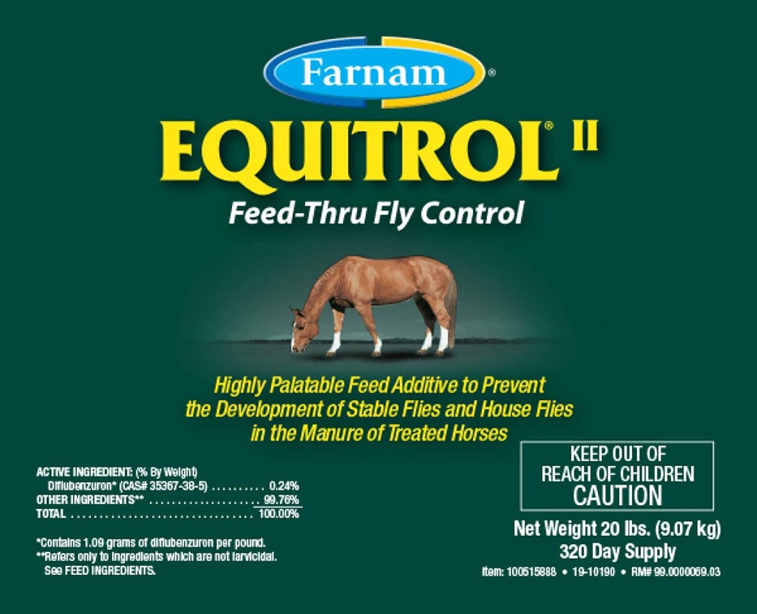 20 lb Bucket of Equitrol II Fly Repellent for Horses – Prevents Fly Development