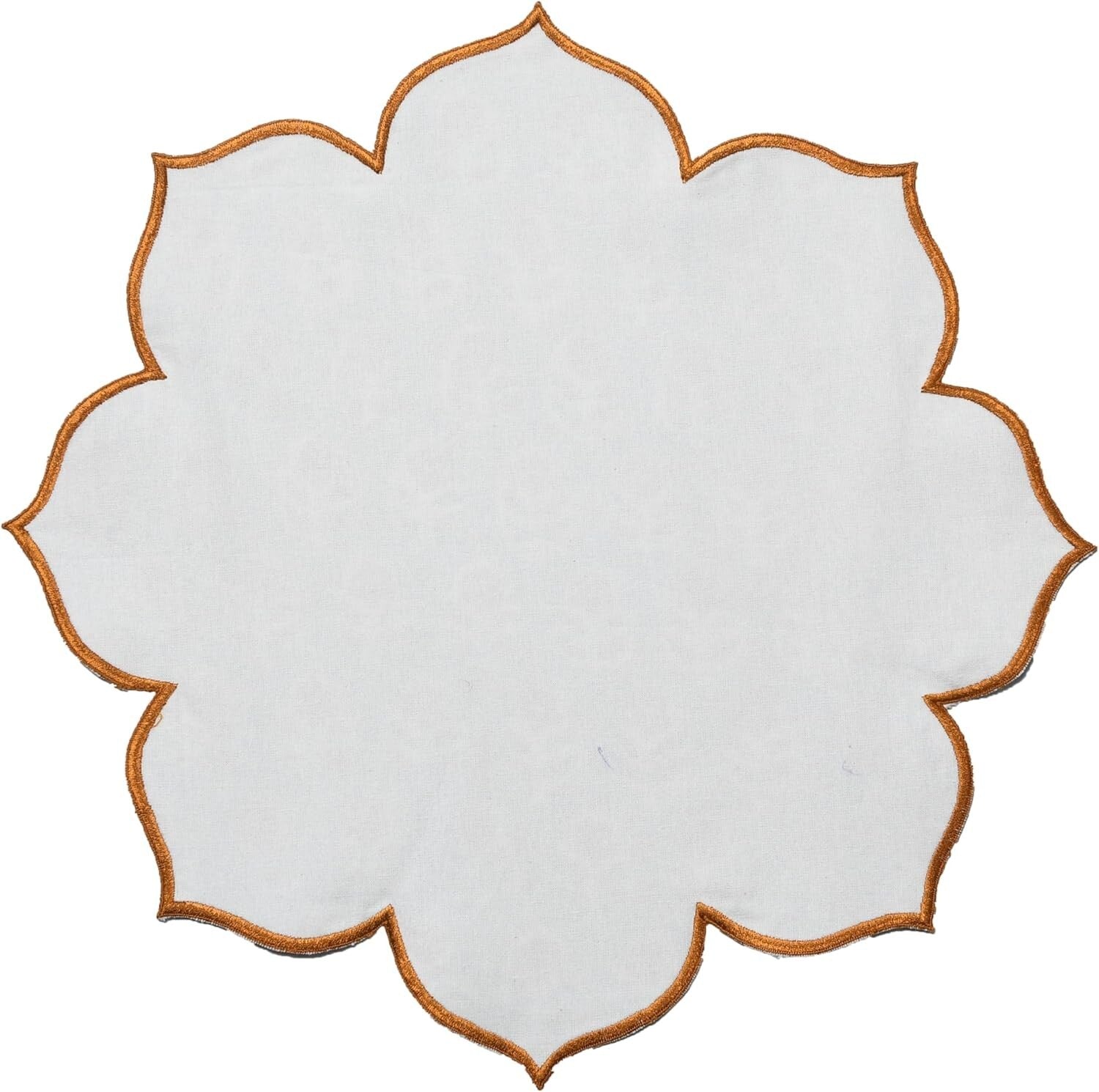 Set of 4 Cotton Block Printed Flower Placemats - Versatile Round Table Mats