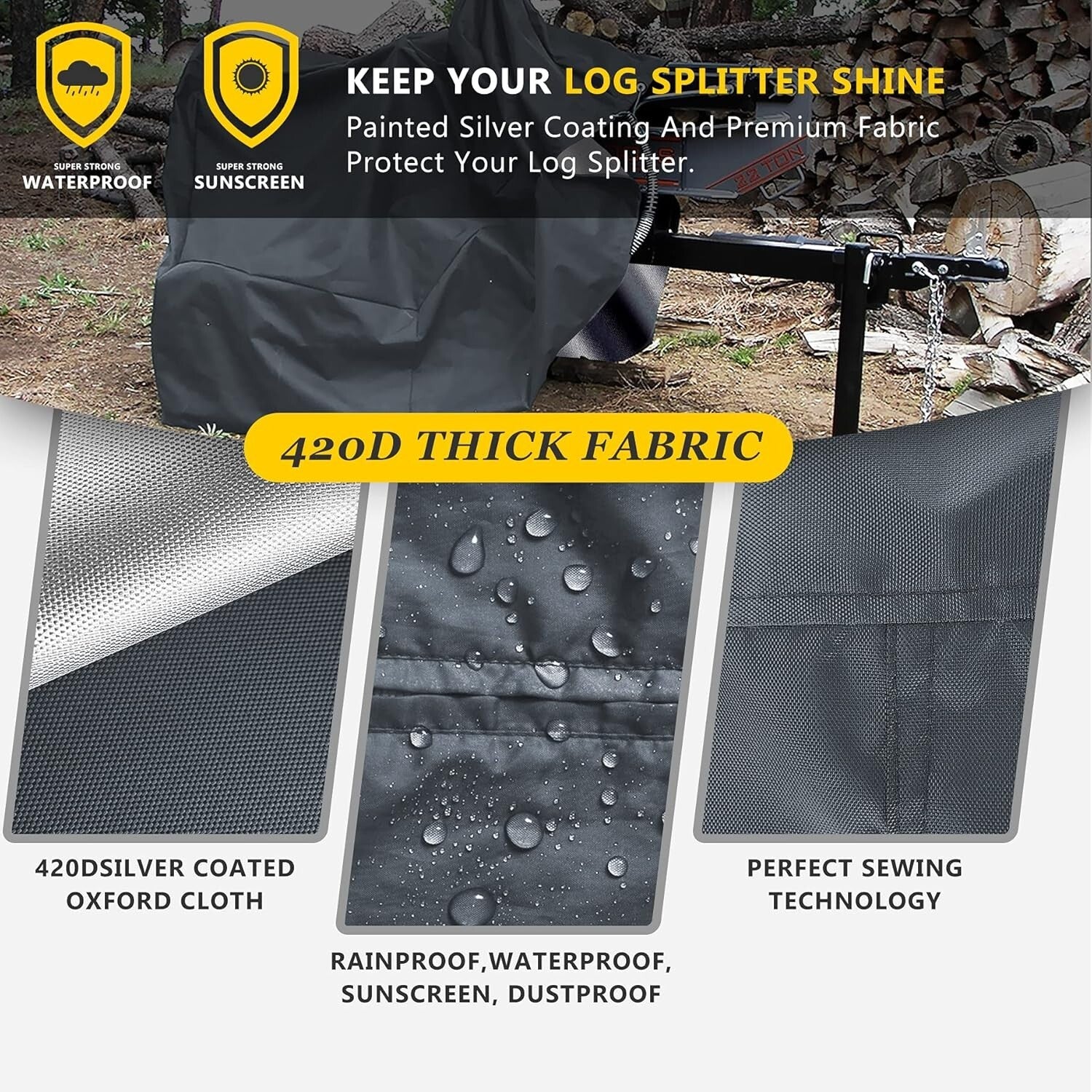 All-Weather Log Splitter Cover for 15-40 Ton Models - Waterproof & UV-Resistant