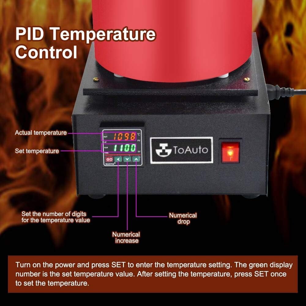 3KG Gold Melting Furnace - 1400W Digital Electric Kit with Graphite Crucible