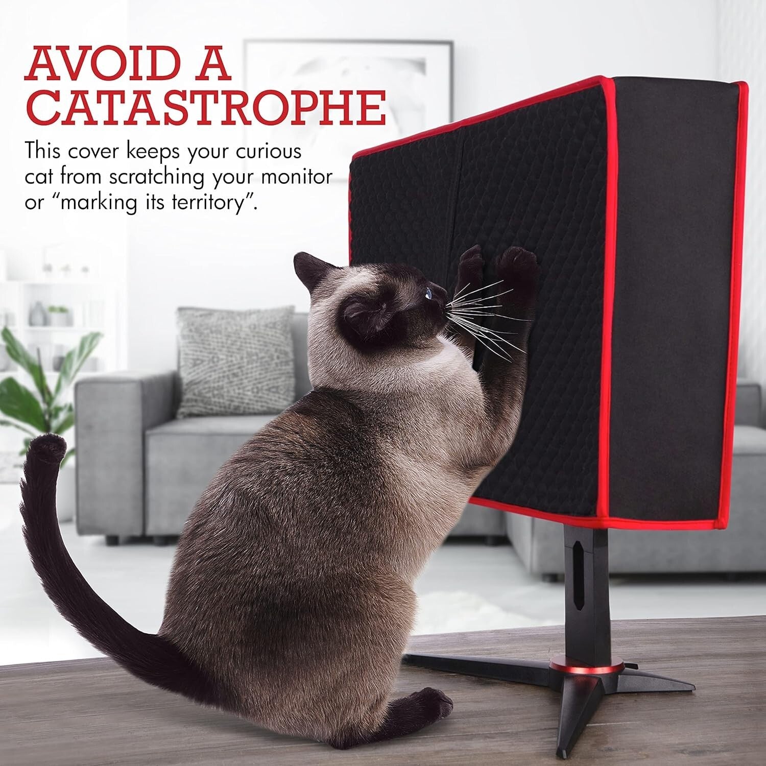 Stylish Red & Black 27-Inch Monitor Cover - Ultimate Protection for Gamers