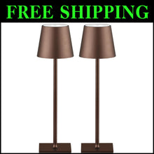 Load image into Gallery viewer, Versatile 2 Pack Brown Cordless LED Table Lamps with Eye Protection and Dimming