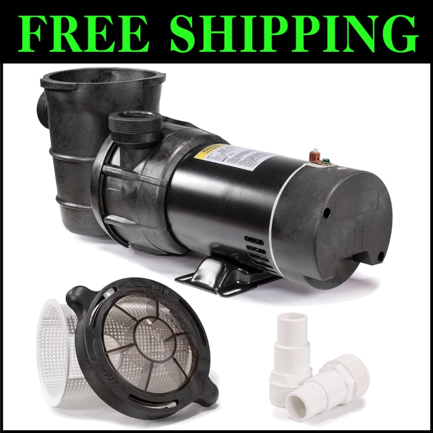 Self-Priming Dual Speed Pool Pump with 1.5” Hose Adapter, 75 GPM Flow Rate