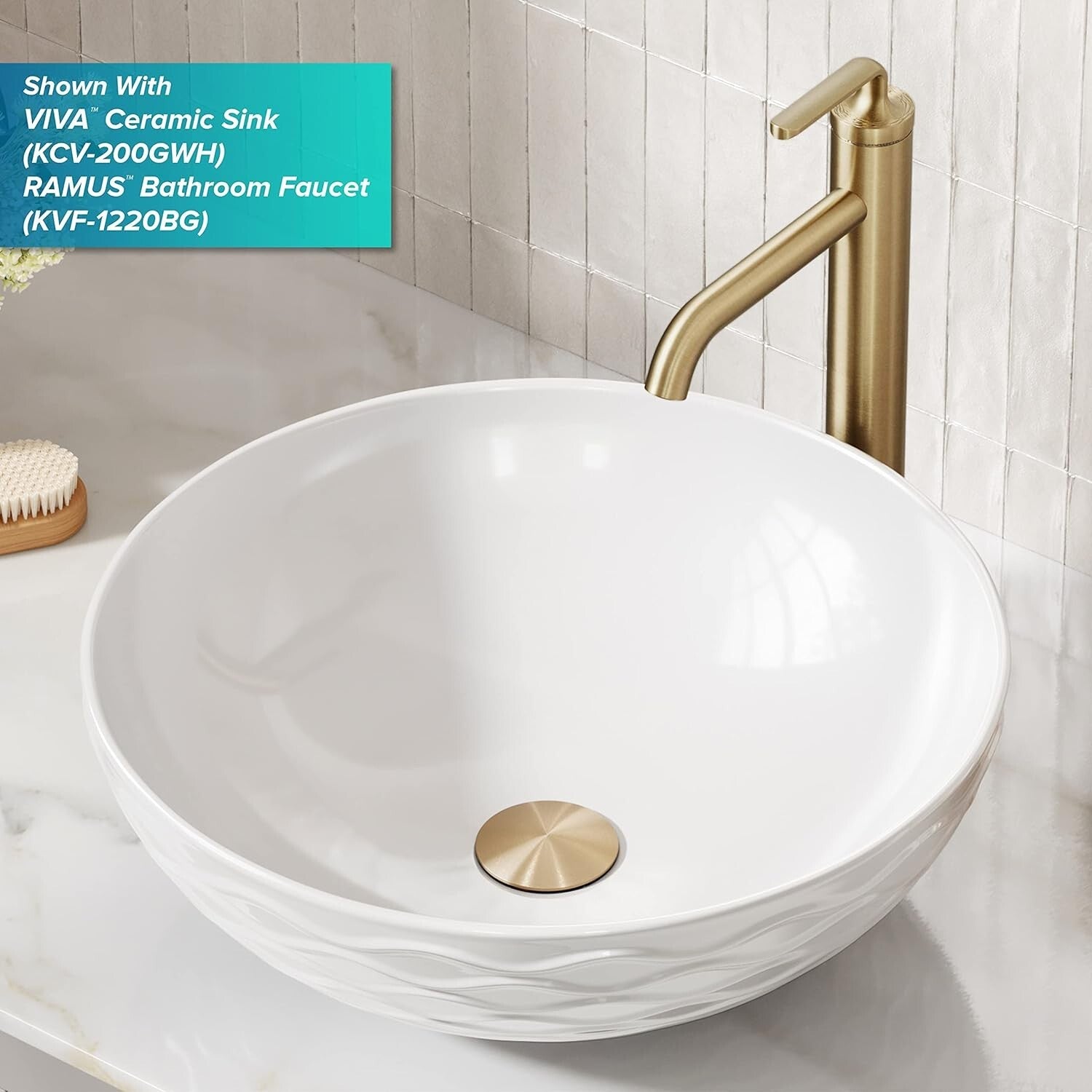 Elegant Brushed Gold Pop-Up Drain Assembly for Vessel Sinks - 10 3/4" Size