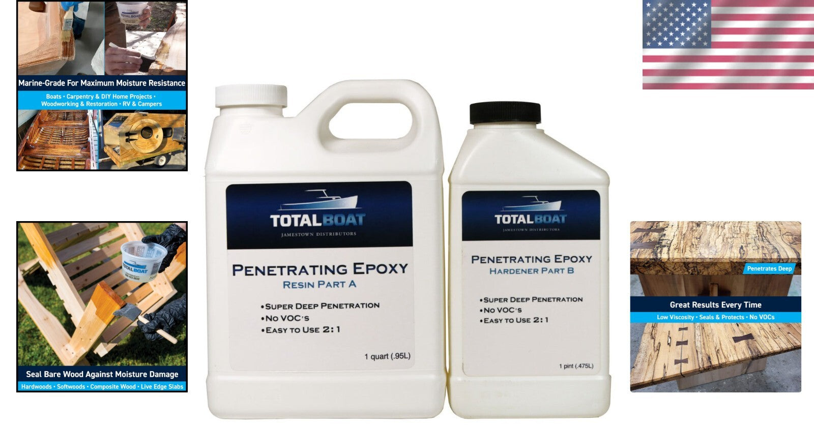 Clear Wood Rot Repair Epoxy - Quart Size for Easy Application & Strong Support