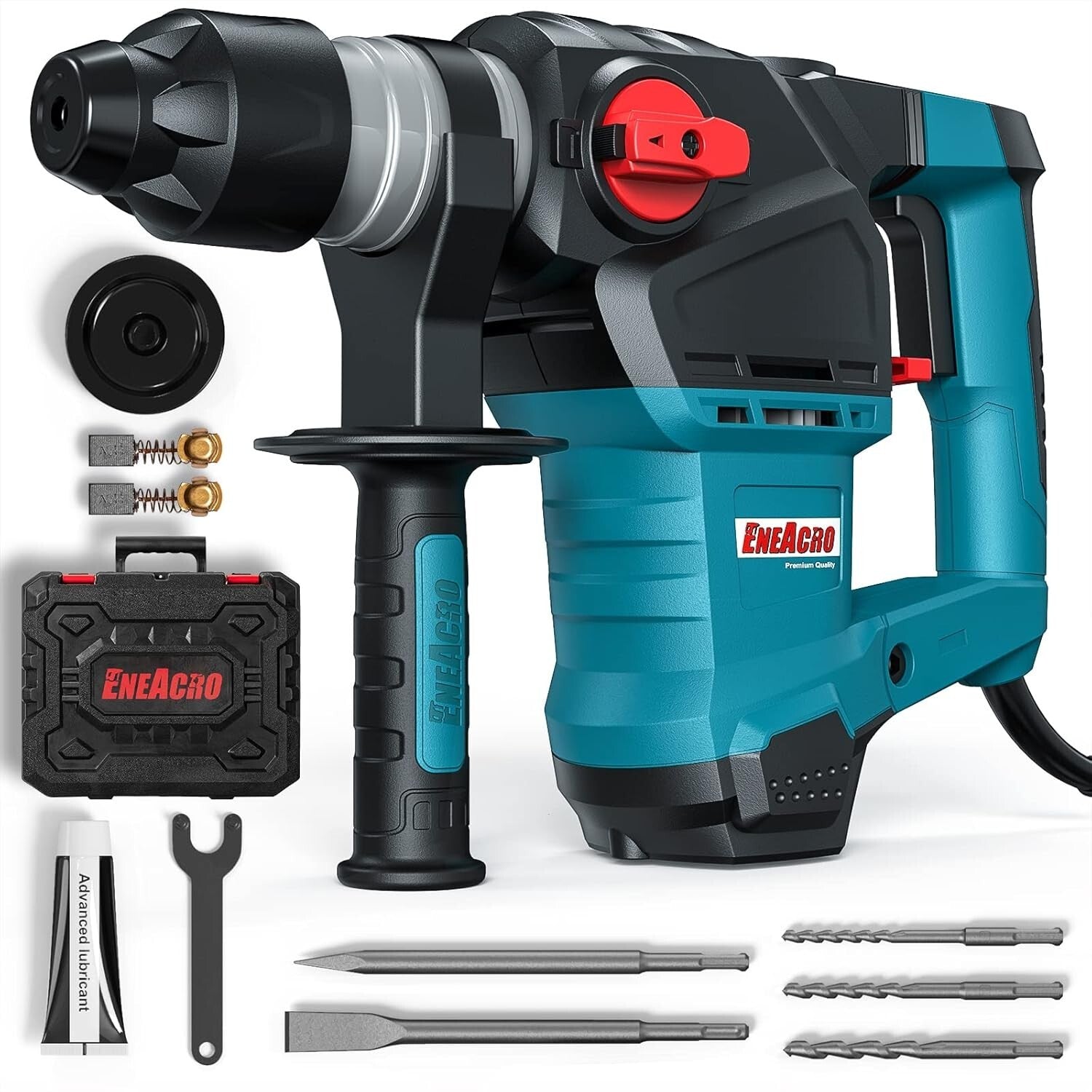 Electric Rotary Hammer Drill - 12.5 Amp with Vibration Control Handle and Case