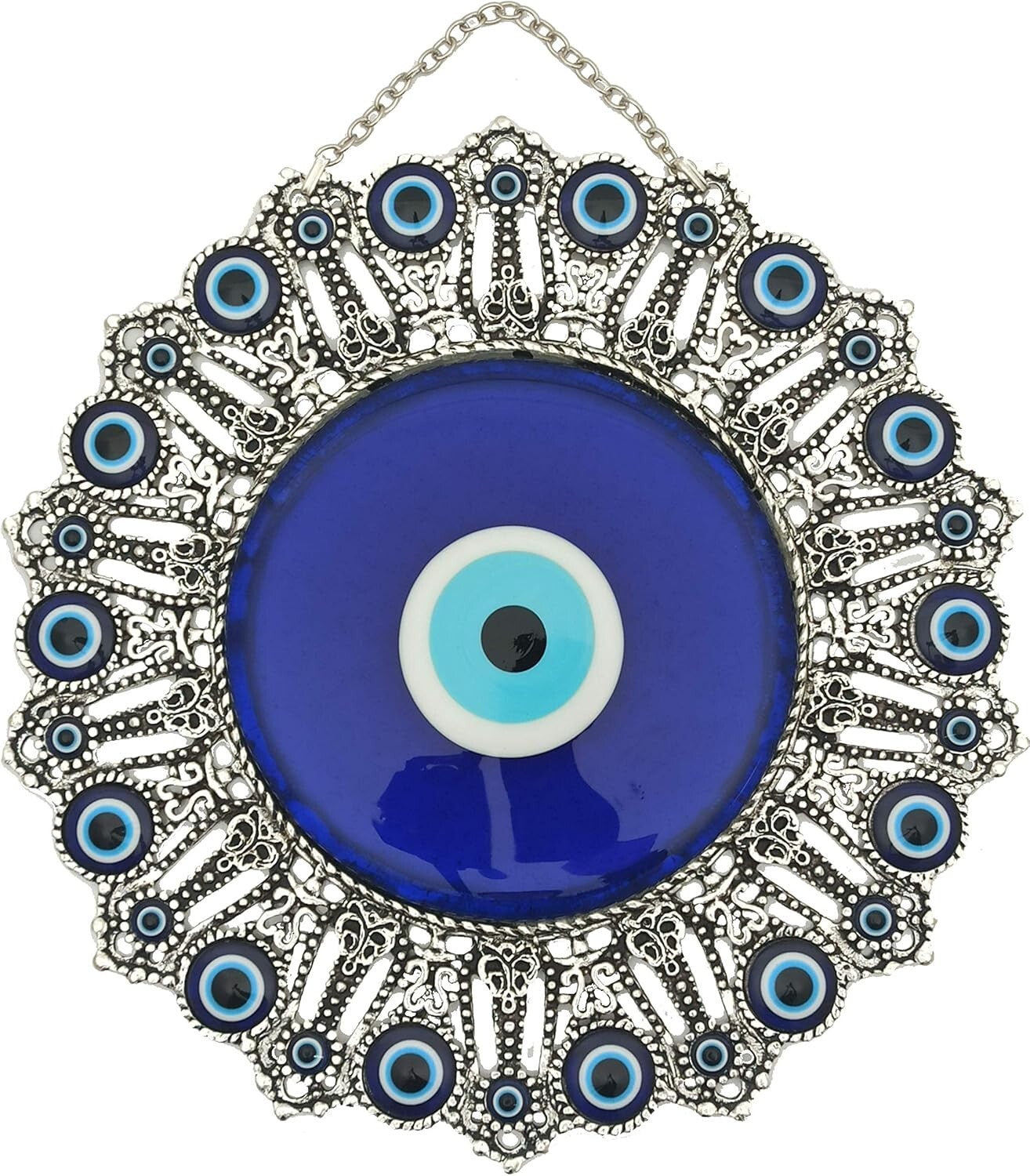 Stunning Blue Glass Evil Eye Wall Ornament - 10.6'' Home Guardian and Luck Charm
