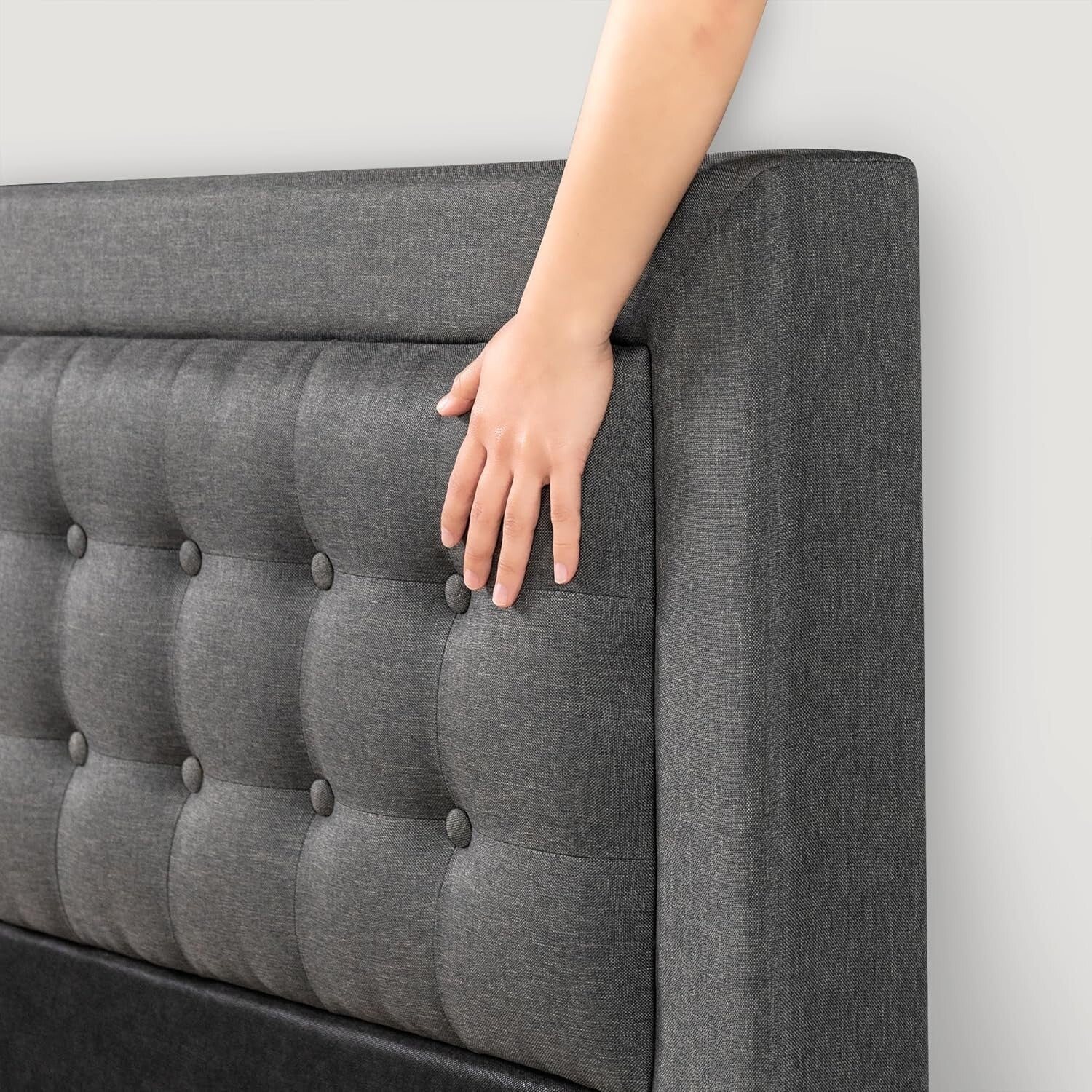 Durable California King Platform Bed Frame - Upholstered, No Box Spring Required