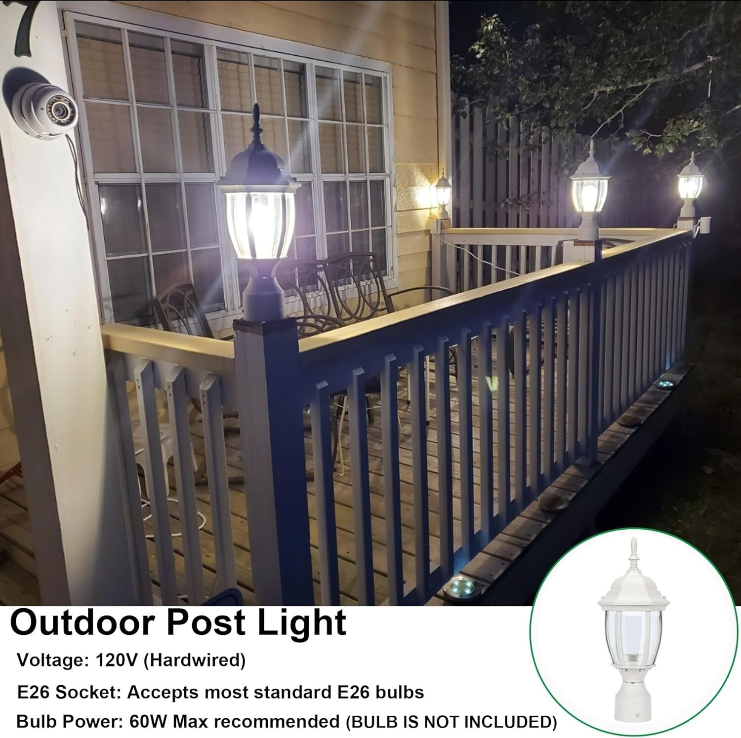 Classic Outdoor Post Lighting Fixture - Shock Resistant, Waterproof, 2-Pack