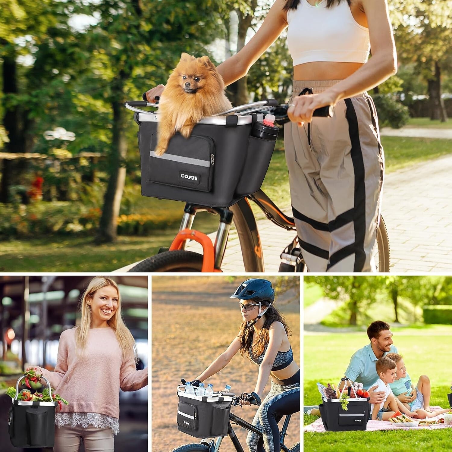 Lightweight and Durable Detachable Bike Basket with Side Pockets for Easy Access