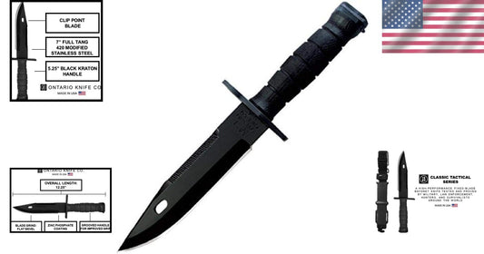 Durable M9 Bayonet and Scabbard - Ambidextrous Tactical Survival Tool