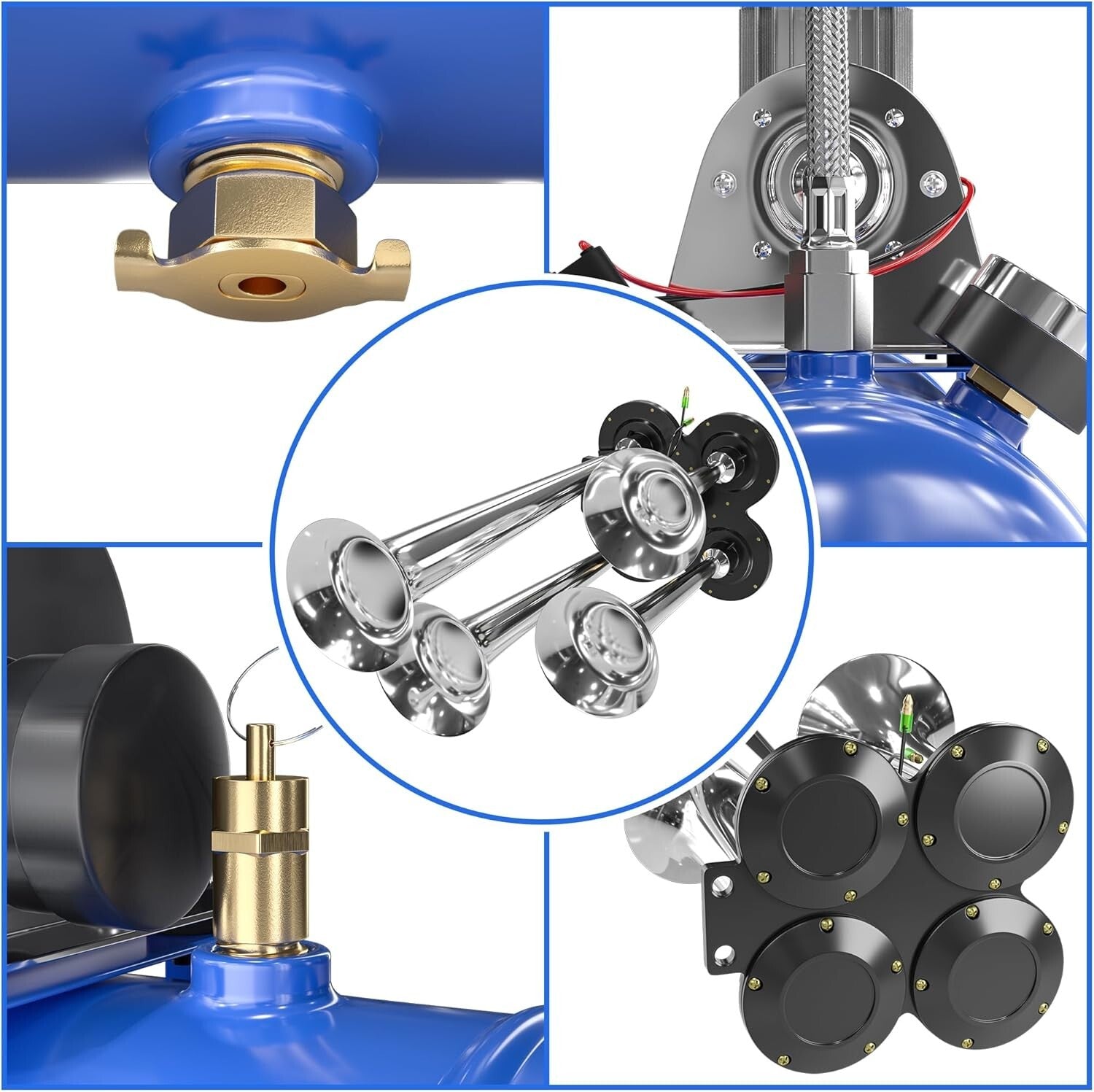 Loud 150DB Train Horn Kit with 1.59 Gallon Compressor - Easy Install for Trucks